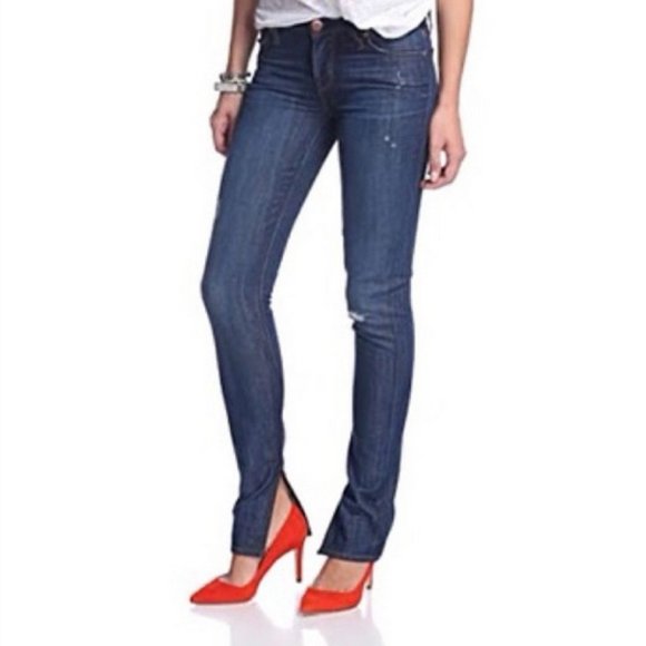 NEW ~A.N.D.  A New Denim Slouchy Ciggie W/ Slit Distressed Skinny JEANS Size 25 - Picture 1 of 9